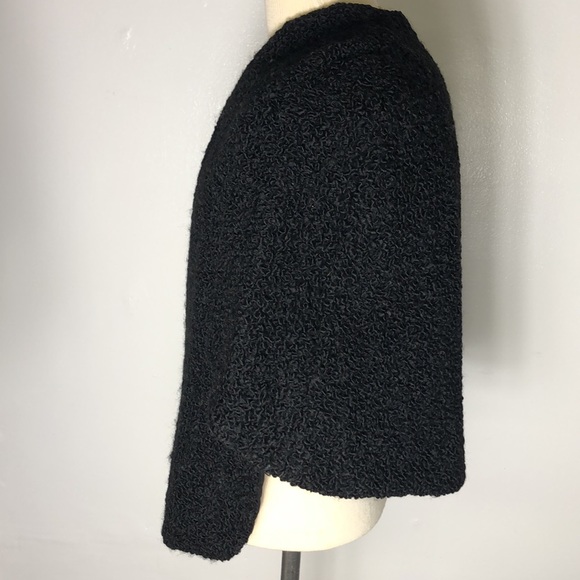 I.Magnin Vintage Lamb Spun Wool Stole Wrap Cape Lined & Pockets OSFA - Picture 7 of 8
